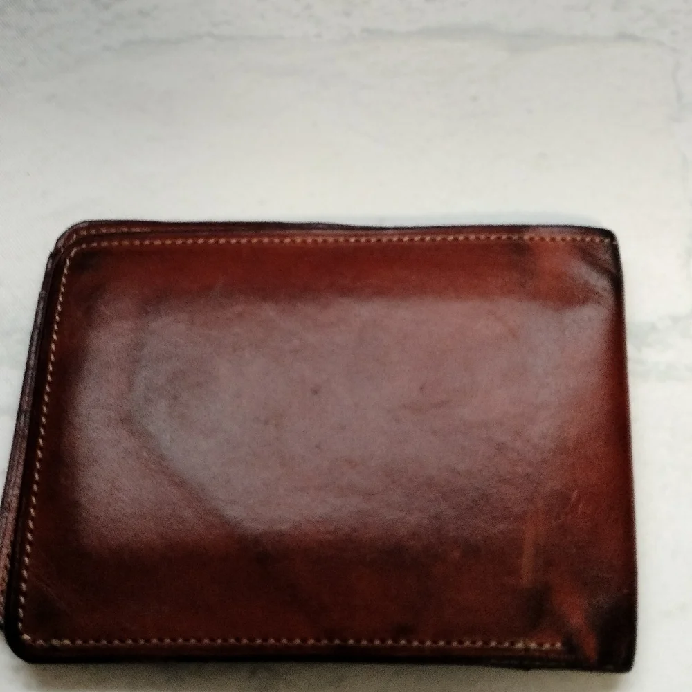 Rossi Caruso Men's Bi-fold Wallet Leather Card Holder Two Cash Slots Brown